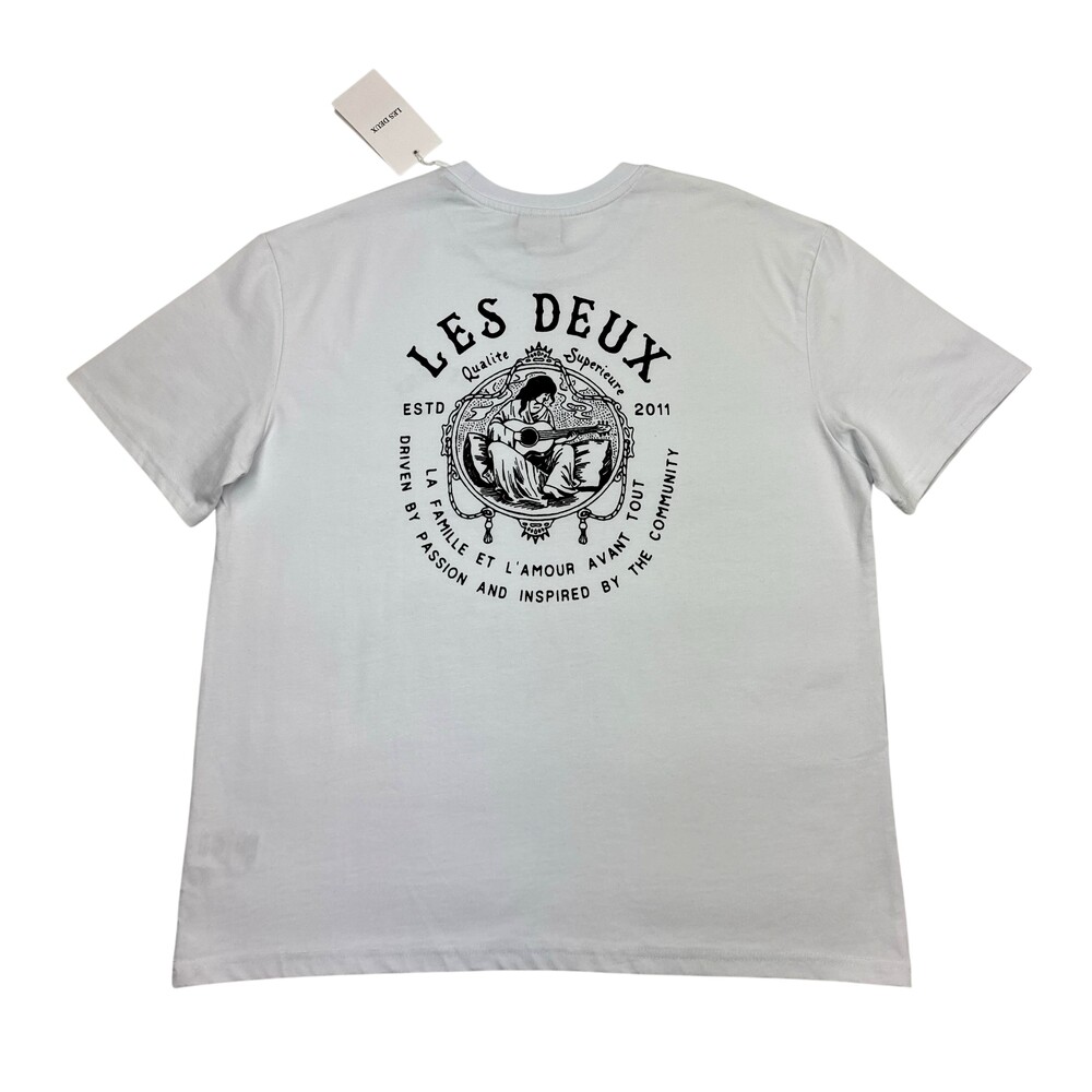 Les Deux Shirt Mens Large White Passion T-Shirt Organic Cotton Graphic Back